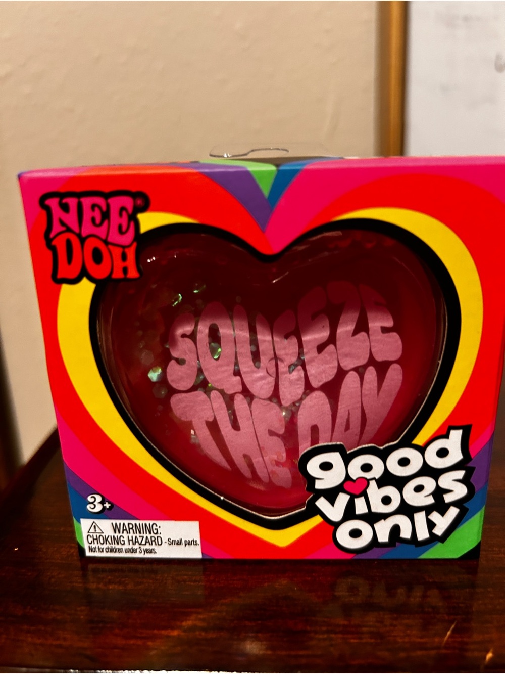Needoh pink Heart Squishy - Good Vibes Only. New. Authentic